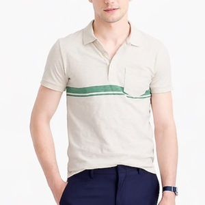 J Crew Textured Cotton Polo in Double Stripe